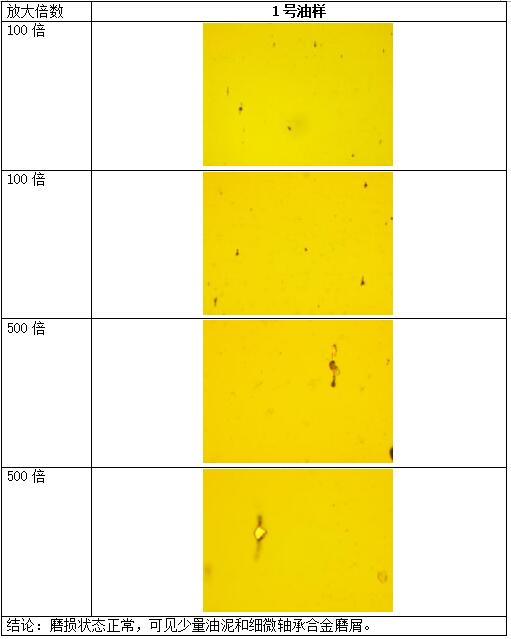 分析式铁谱仪的检测结果